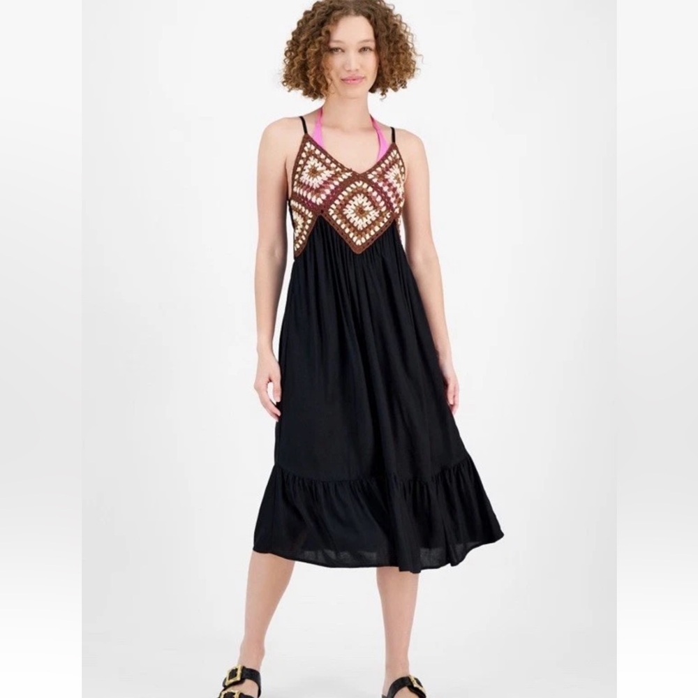 Raviya Plus Size Crochet-Bodice Midi Dress Cover-Up Size 2X